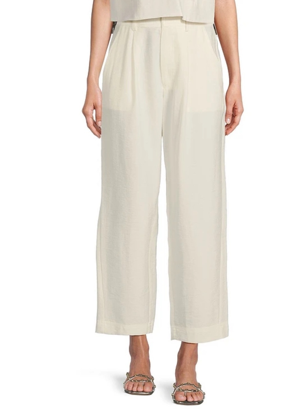 ANTONIO MELANI Cream Woven Straight-Leg Trousers